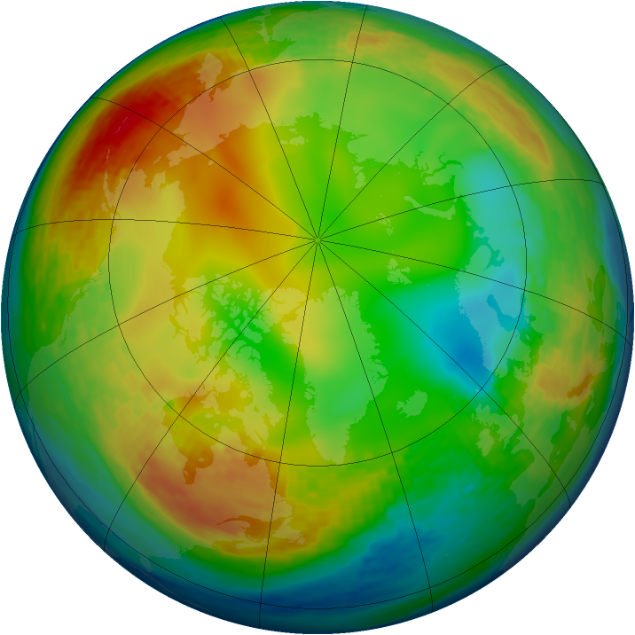 Arctic ozone map for 27 December 1993